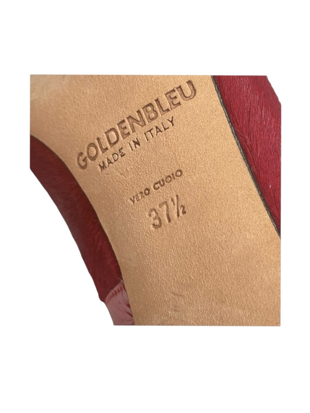 VHTF: new Goldenbleu ♛ Tina Mixed Media Pony Hair Heels Pumps ♛ Red 37.5 7M 7.5M - Picture 14 of 17